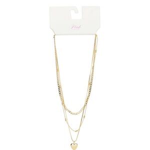 Victoria’s Secret PINK Gold 3-Piece Layered Heart Necklace Set